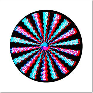 Handmade spiral with rgb effect mandala art Posters and Art